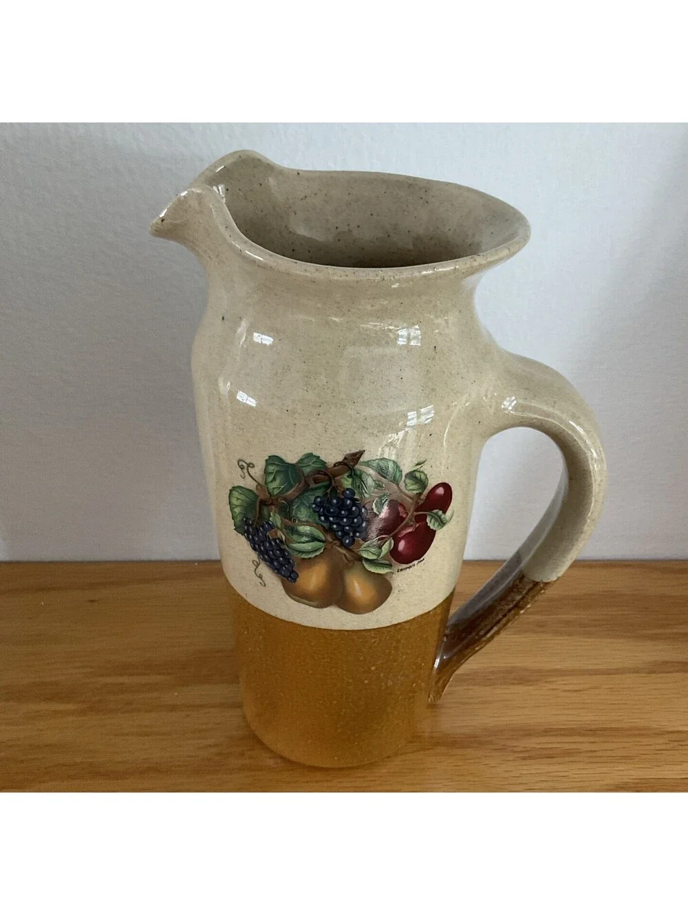 Monroe Salt Works Pitcher Fruits Harvest Motif 7 3/4